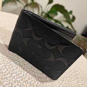 COACH Black Embossed Slim Wallet